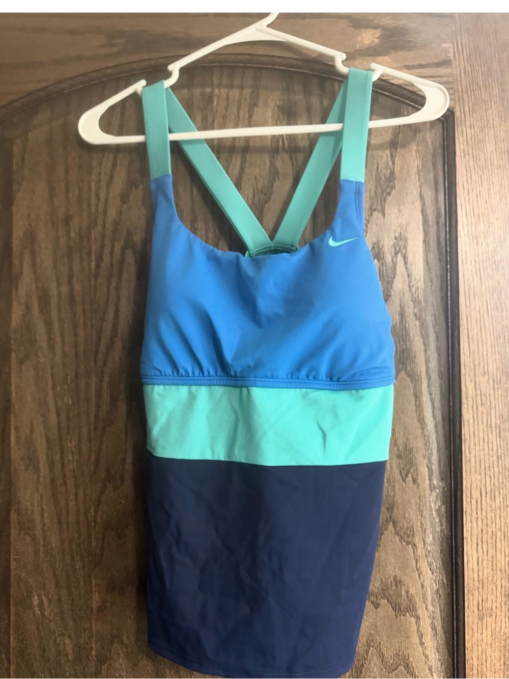 Nike Blue Mint Navy Colorblock Crossback Tank